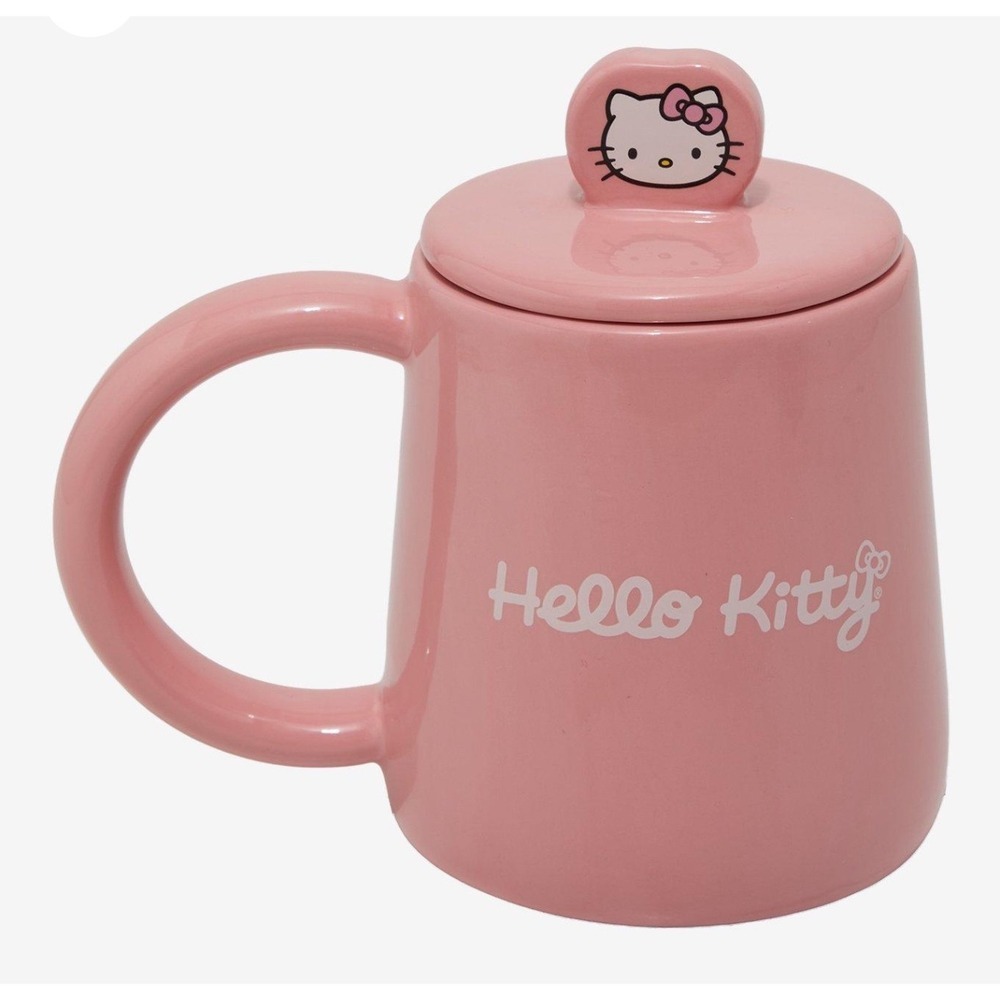 Hello‎ Kitty Apple Mug With Lid Sanrio Pink Coffee Tea Cup Kawaii New - Picture 2 of 5